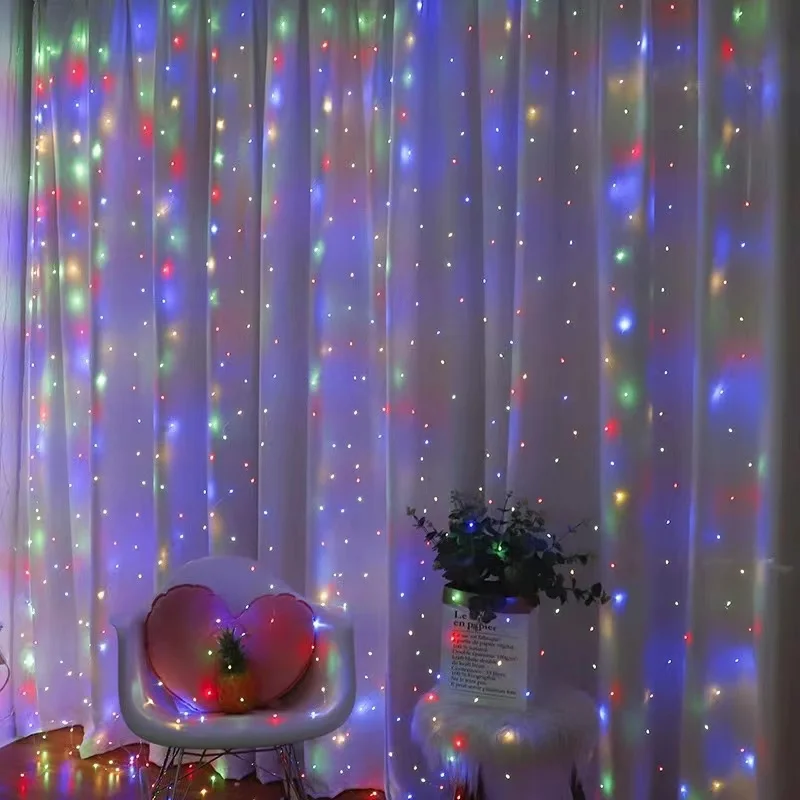6M/3M New Year Lights Curtains for Windows Led Fairy Christmas Light Room String Battery Powered Garland Waterfalls Decorations