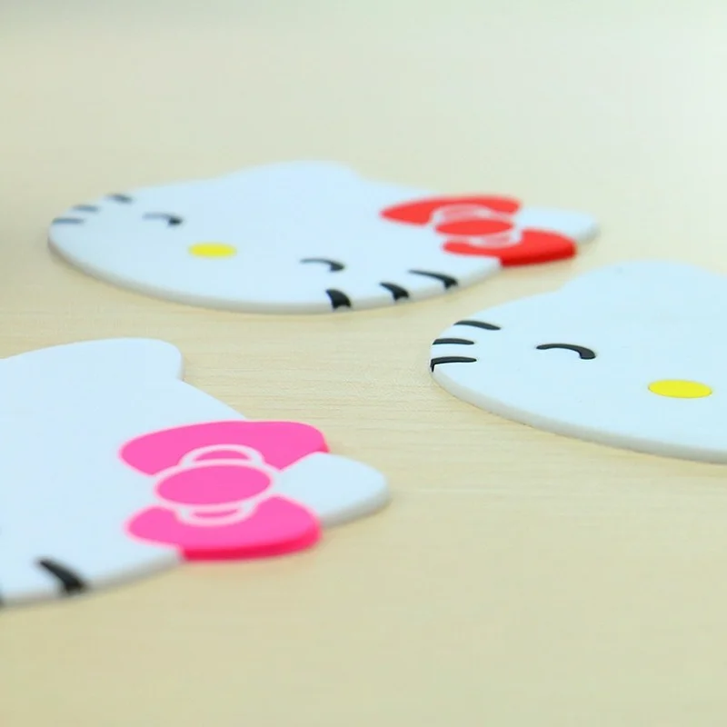 Hello Kitty-Sous-verre isolant de table, créatif et mignon, napperon en polymère, accessoires de cuisine kawaii, cowijk non ald