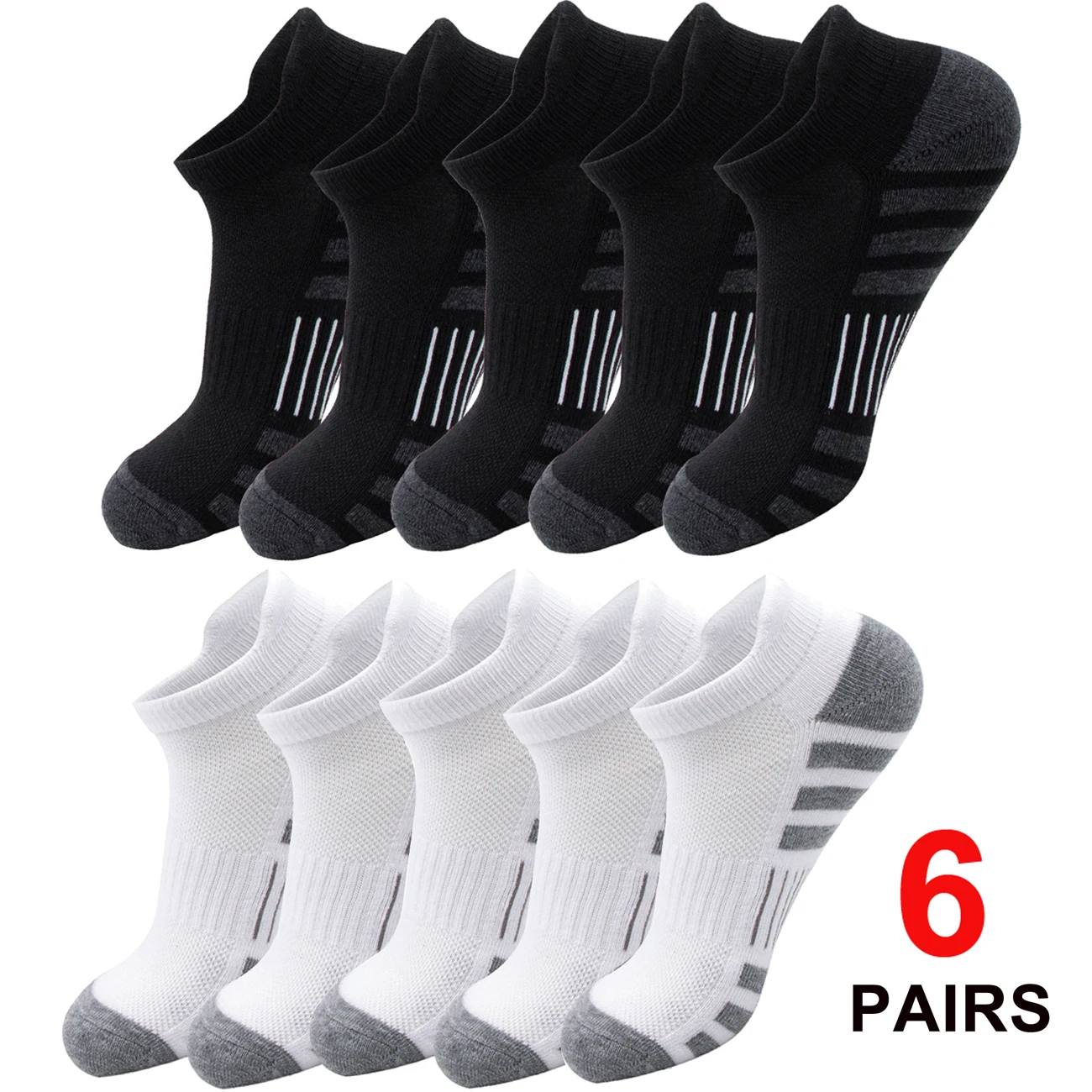 6/24 pares de calcetines deportivos tobilleros para correr, calcetines deportivos acolchados y transpirables de corte bajo para hombres y mujeres