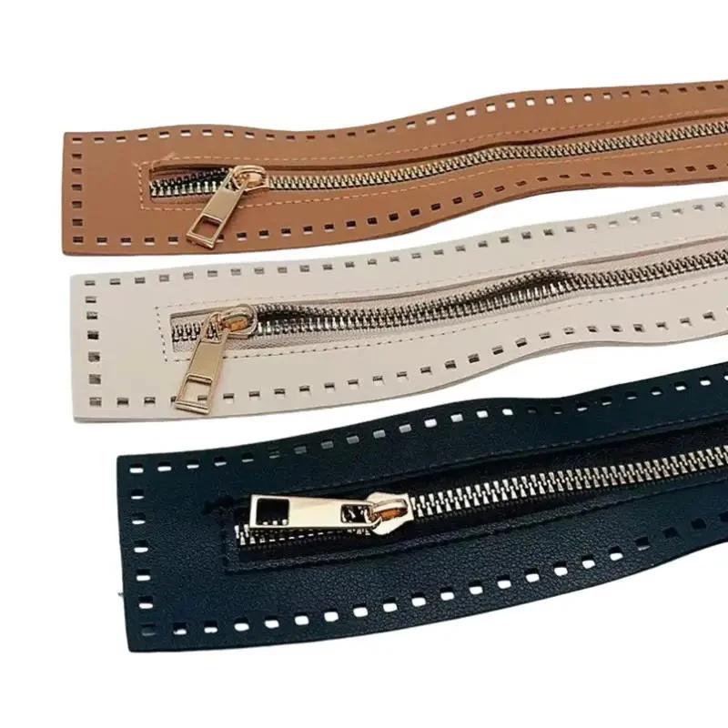 27cm Long Leather Zipper Useful Handbag Leather Zipper Practical Crochet Bag Hardware Soild Zipper Sewing Accessory