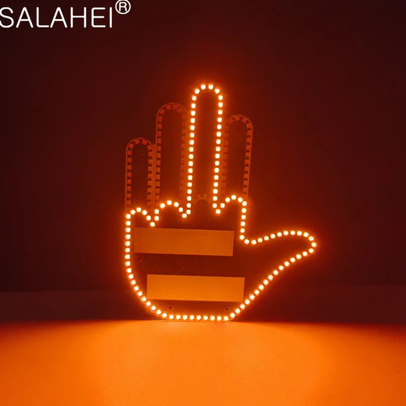 Luz de gesto de mano para coche, nueva luz Led para ventana trasera de coche, luz para dedo de coche con control remoto, accesorios Led para coche Road Rage