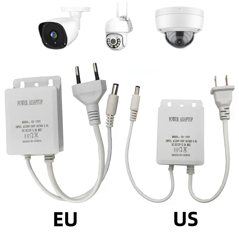 12V 2A CCTV Kamera Power Adapter Im Freien Wasserdichte EU UNS Stecker Adapter CCTV Ip Kamera System Ladegerät 110V 220V AC Zu DC DIY Verwenden