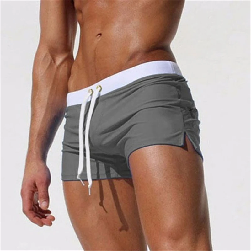 Maiô masculino 10 cores com bolso traseiro design de secagem rápida praia boxer shorts masculinos calções de banho de verão