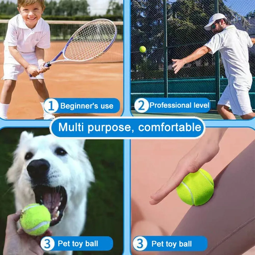 6 pçs bolas de tênis com malha saco de transporte bola prática alta elasticidade cão de estimação jogando bolas treinamento ao ar livre competição esportiva