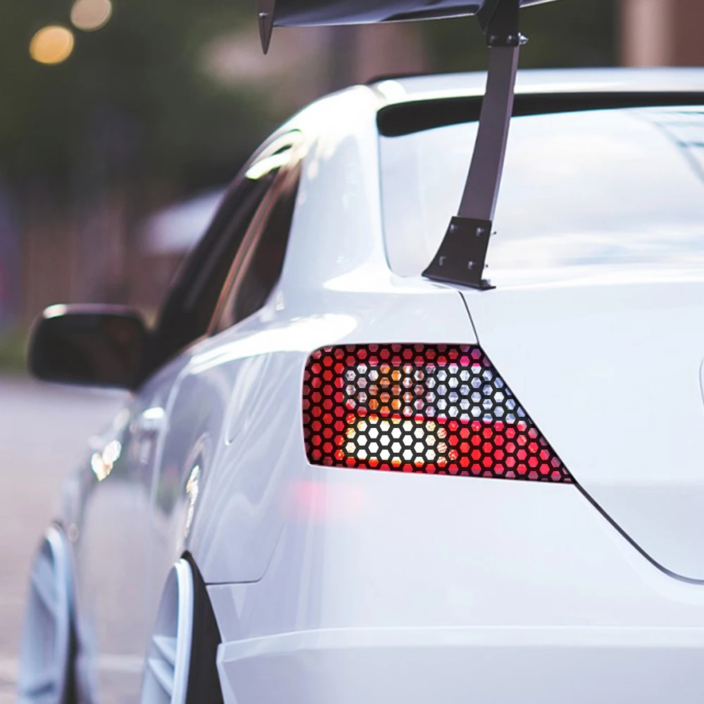 Pegatina de luz trasera de coche, calcomanías de vinilo de estilo creativo de panal, película de envoltura de faro hueco, accesorios de decoración, 48x30cm