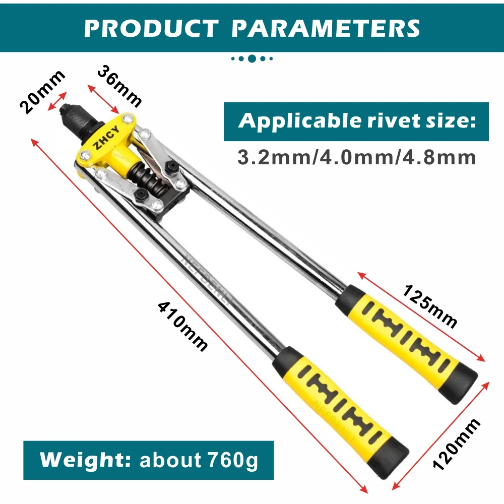 Rivet Gun เครื่องใช้ในครัวเรือน Riveter คู่ DIY เครื่องมือระดับมืออาชีพที่จับคู่ประหยัดแรงงานดึงตาบอด Rivet Gun