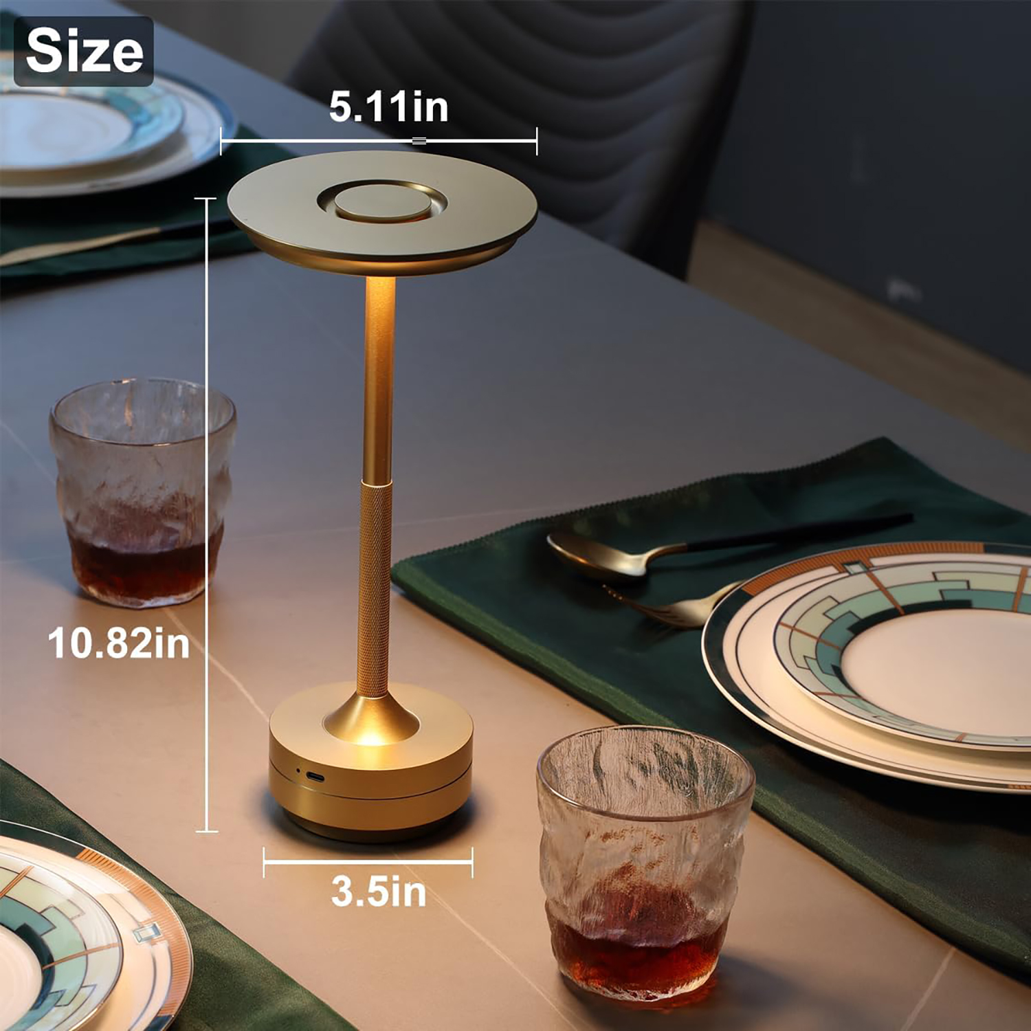 Lampe de Table LED classique à capteur tactile, Rechargeable, sans fil, 3 couleurs, températures réglables, veilleuse LED de Style moderne