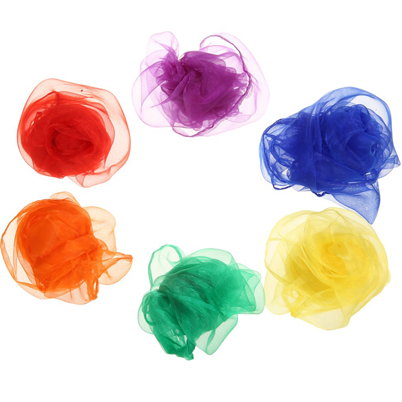 Serviettes de gymnastique Everths pour jonglage, écharpes, rouge, jaune, orange, bleu, violet, vert, 60x60cm, 12 pièces