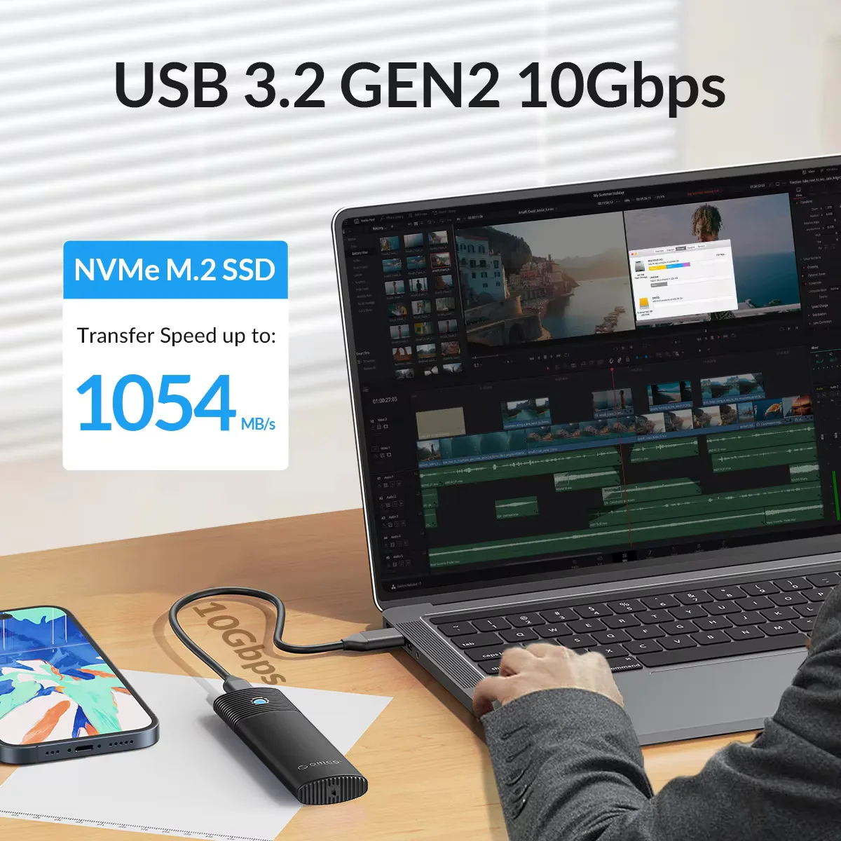ORICO 10Gbps M2 SSD NVMe PCIe SSD สําหรับ M.2 NVMe NGFF SATA SSD Disk เครื่องมือฟรี M.2 SSD กรณีในตัวโลหะความร้อน