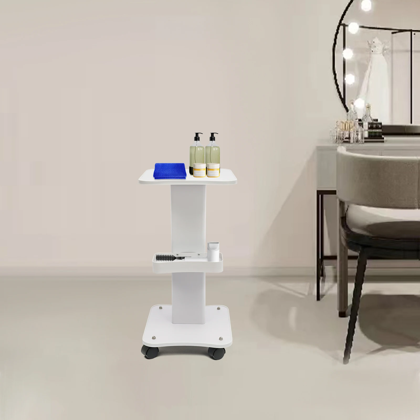 Multifunctional Beauty Hairdressing Instruments Rolling Utility Cart With 4 Wheels Multi Purpose Storage Rack Max Load 40 88Lbs