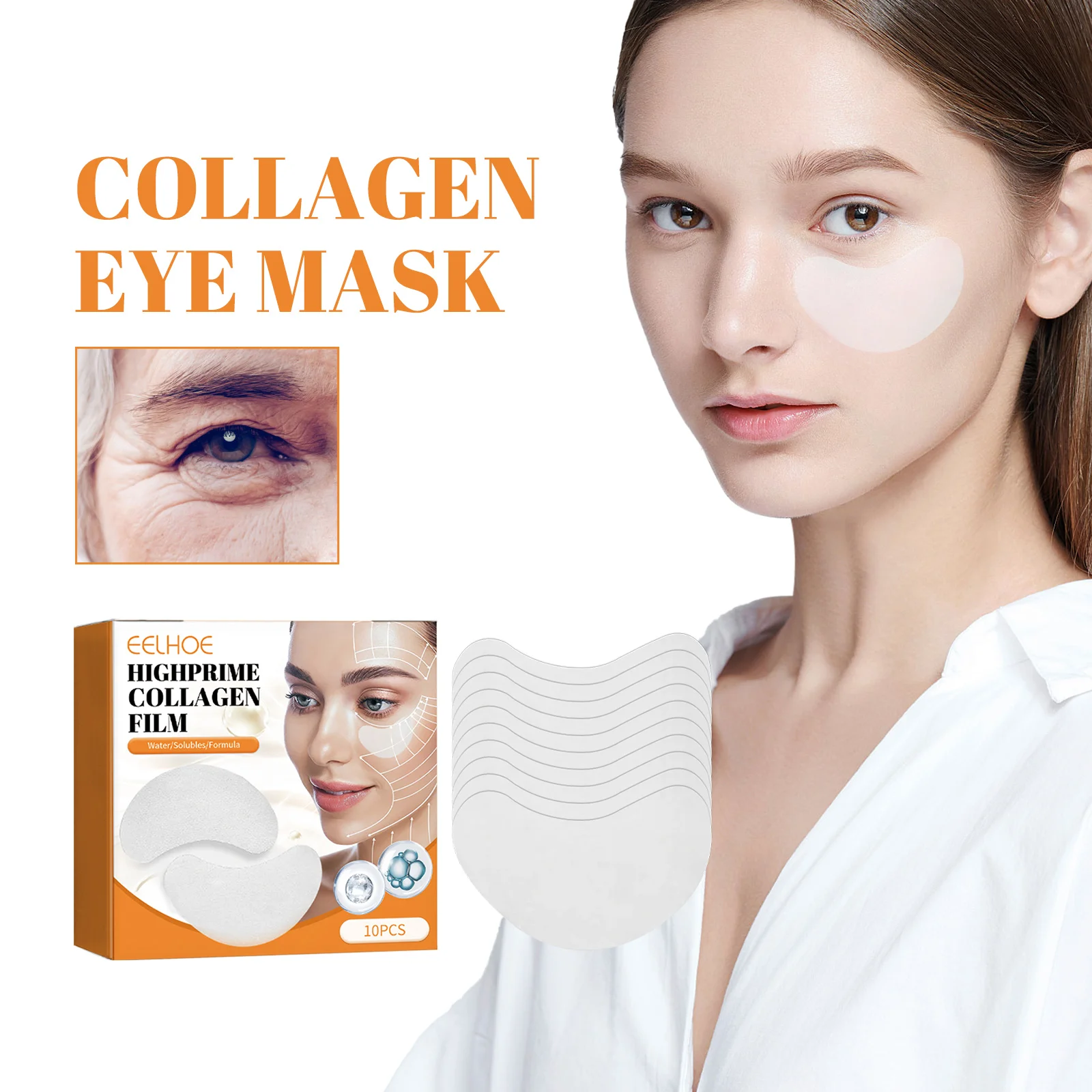 10 pçs máscara de olho de colágeno remover olheiras olhos sacos anti rugas levantamento endurecimento da pele hidratante cuidados com os olhos remendos cuidados com a pele