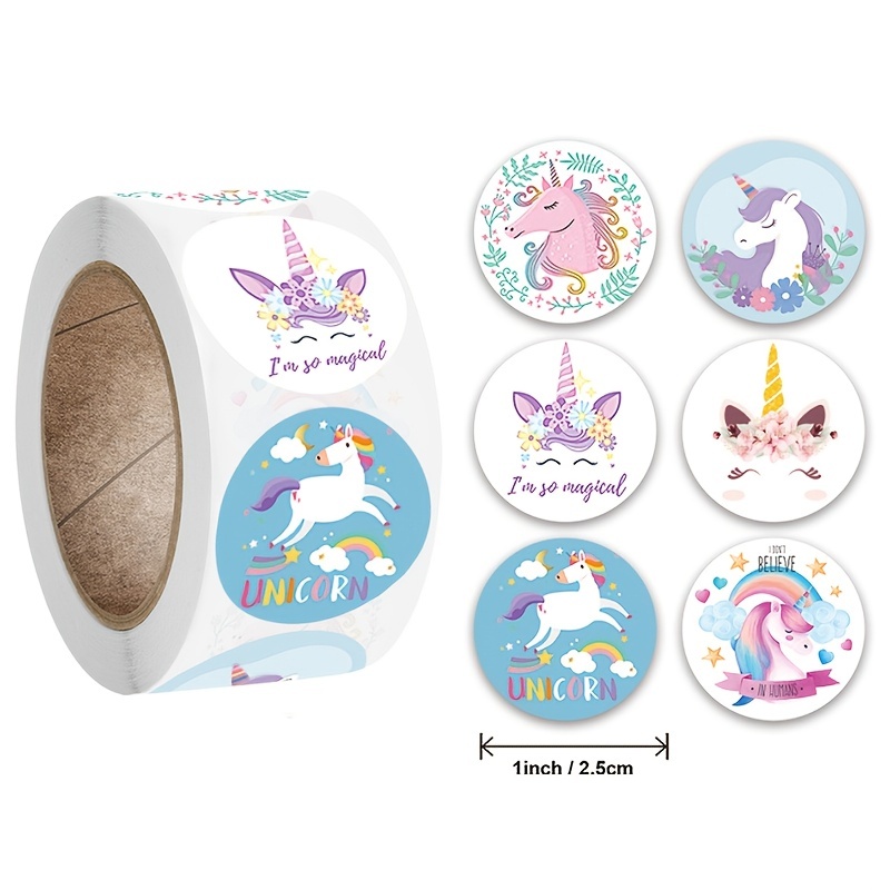 500pcs/roll 귀여운 만화 동물 유니콘 스티커 보상 스티커 선물 장식 라벨 교사 격려 학생 스티커