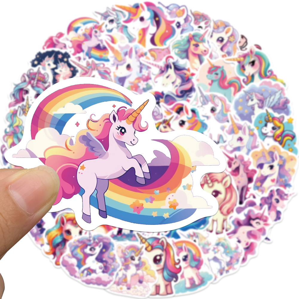 50 pçs graffiti bonito unicórnio dos desenhos animados adesivos diy carro bicicleta viagem bagagem telefone portátil à prova dwaterproof água engraçado adesivo decalques brinquedo