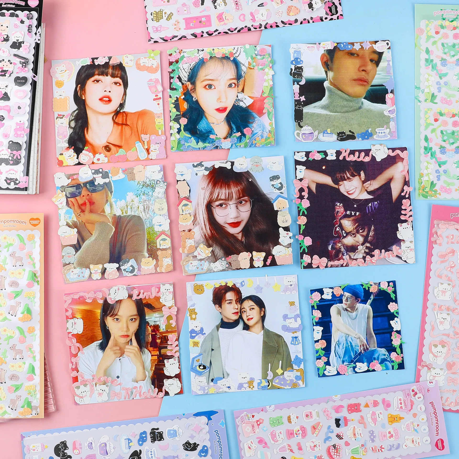 10 ~ 11 pièces belle mignon coréen Toploader décoration joint autocollants 3D holographique conception Kawaii Kpop porte-carte journal déco