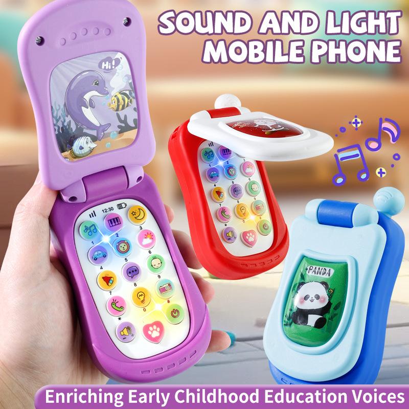 1pc nova simulação dos desenhos animados flip telefone educacional música telefone brinquedo da criança educação vozes precoces brinquedos para presentes do dia das crianças