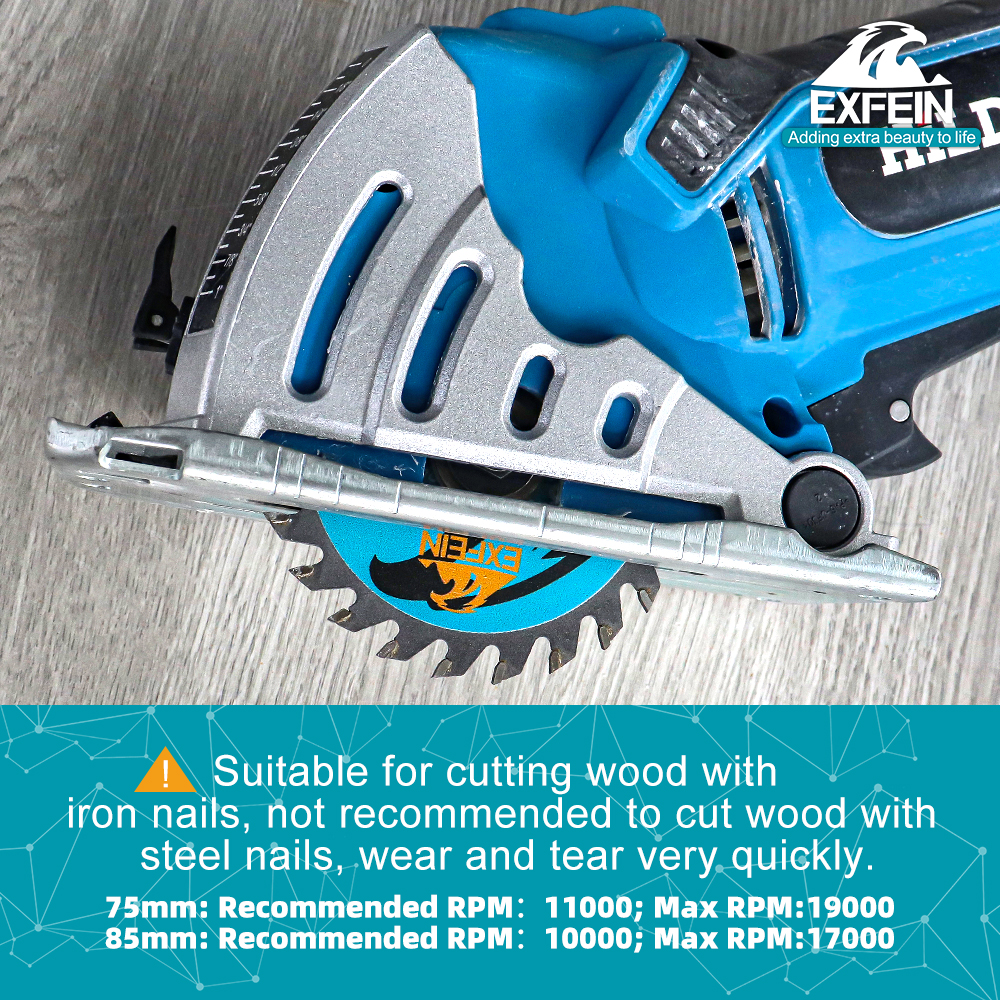EXFEIN 1pc 75/85 ミリメートル TCT 丸鋸刃ハンド丸鋸用木工プラスチック寸法プロフェッショナルカッティングディスク