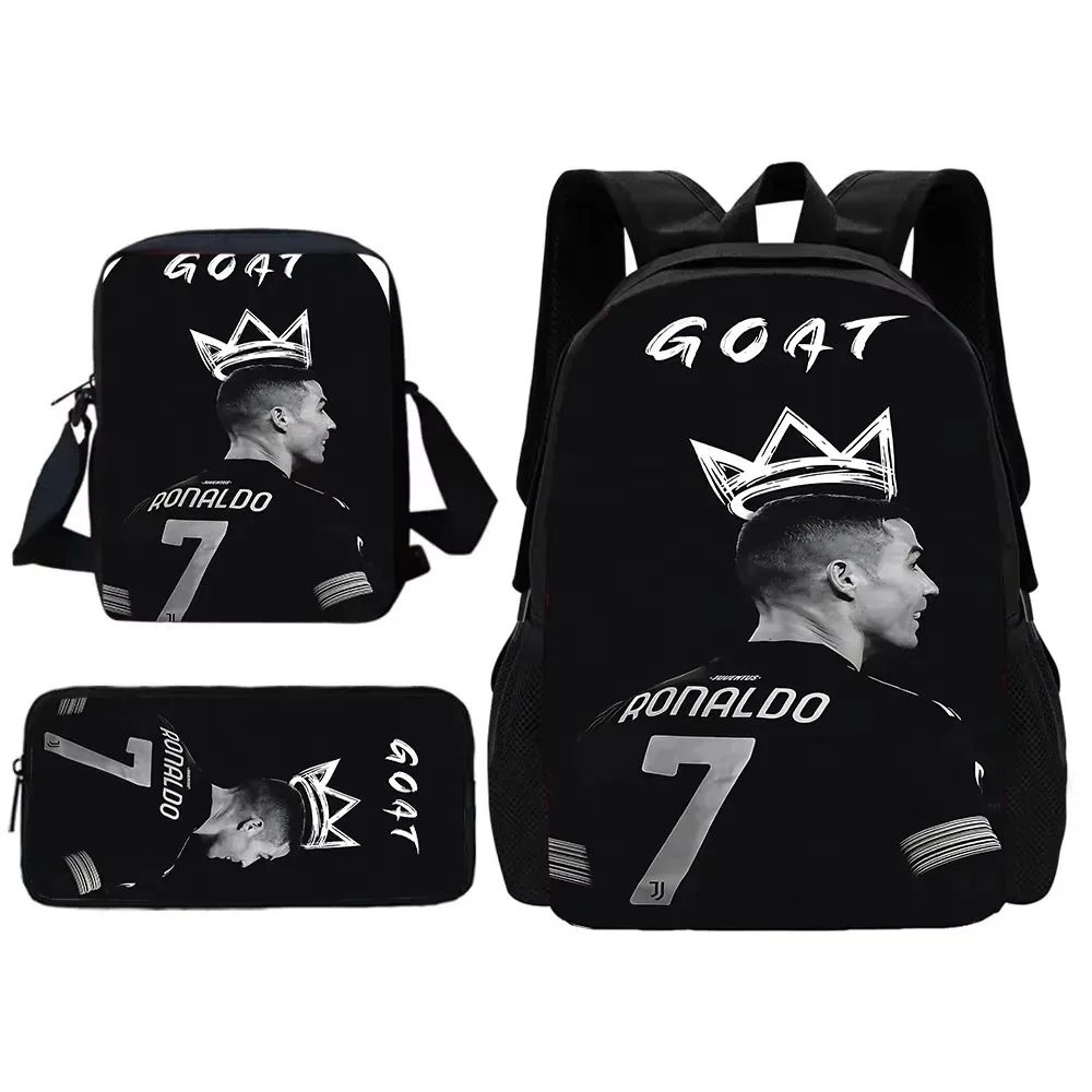 Mochila escolar para niños de fútbol CR7 con bolso de hombro, bolsas para lápices, mochilas escolares R-Ronaldos para niños y niñas, el mejor regalo