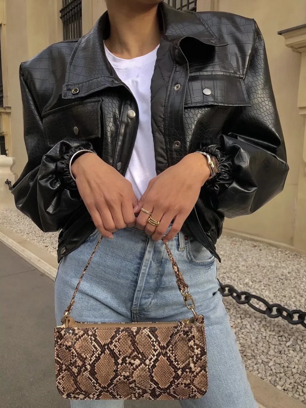 2021 Y2K KÜHLEN Frauen Plaid Präge PU Leder Jacke Mit Stepp Futter Lange Sleeve Gestellte Mantel Lose Kurze Outwear Schwarz