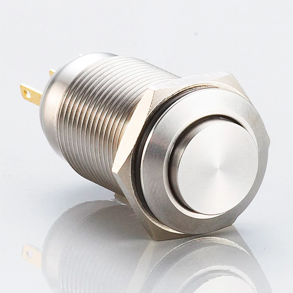 6pcs 12mm Momentary Push Button Switch 12V Waterproof Power Pushbutton Small Round Chrome Stainless Metal 2pin N/O
