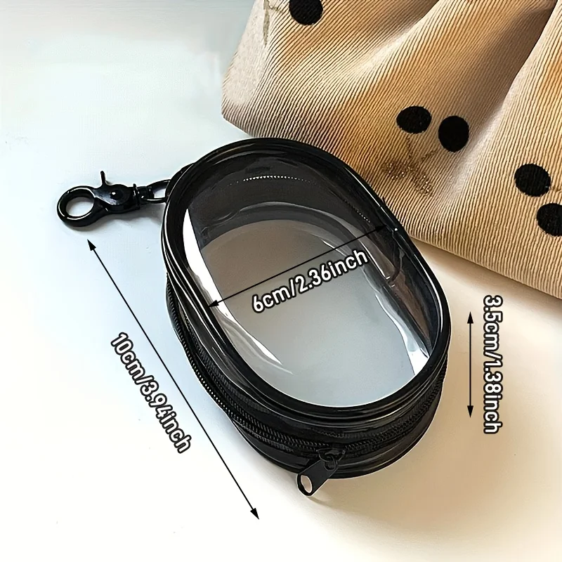 Mini auriculares multifunción portátil y bolsa de almacenamiento de cargador, cremallera transparente, ahorro de espacio, anillo de llavero conveniente