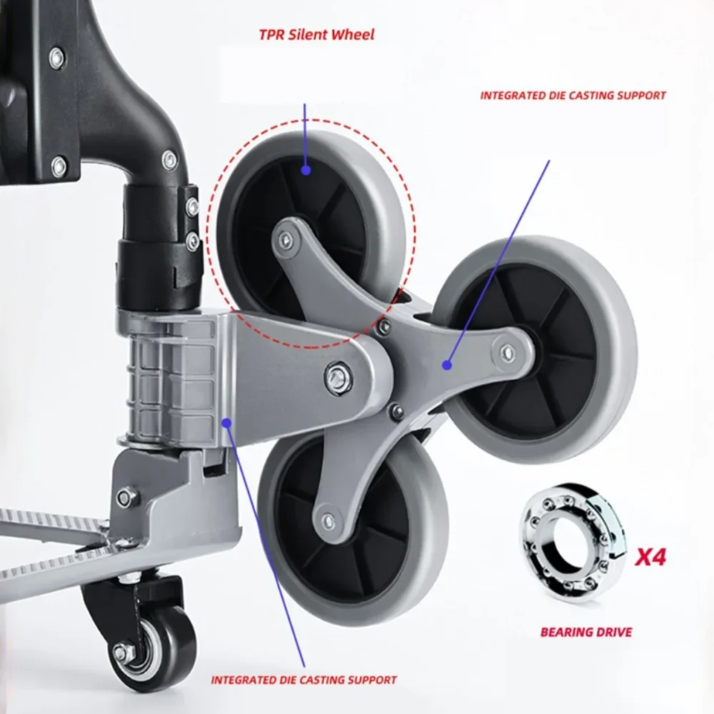 家庭やスーパーマーケット用のポータブル折りたたみ式カート,ボート,階段,登山,車用の収納ツール,75kg