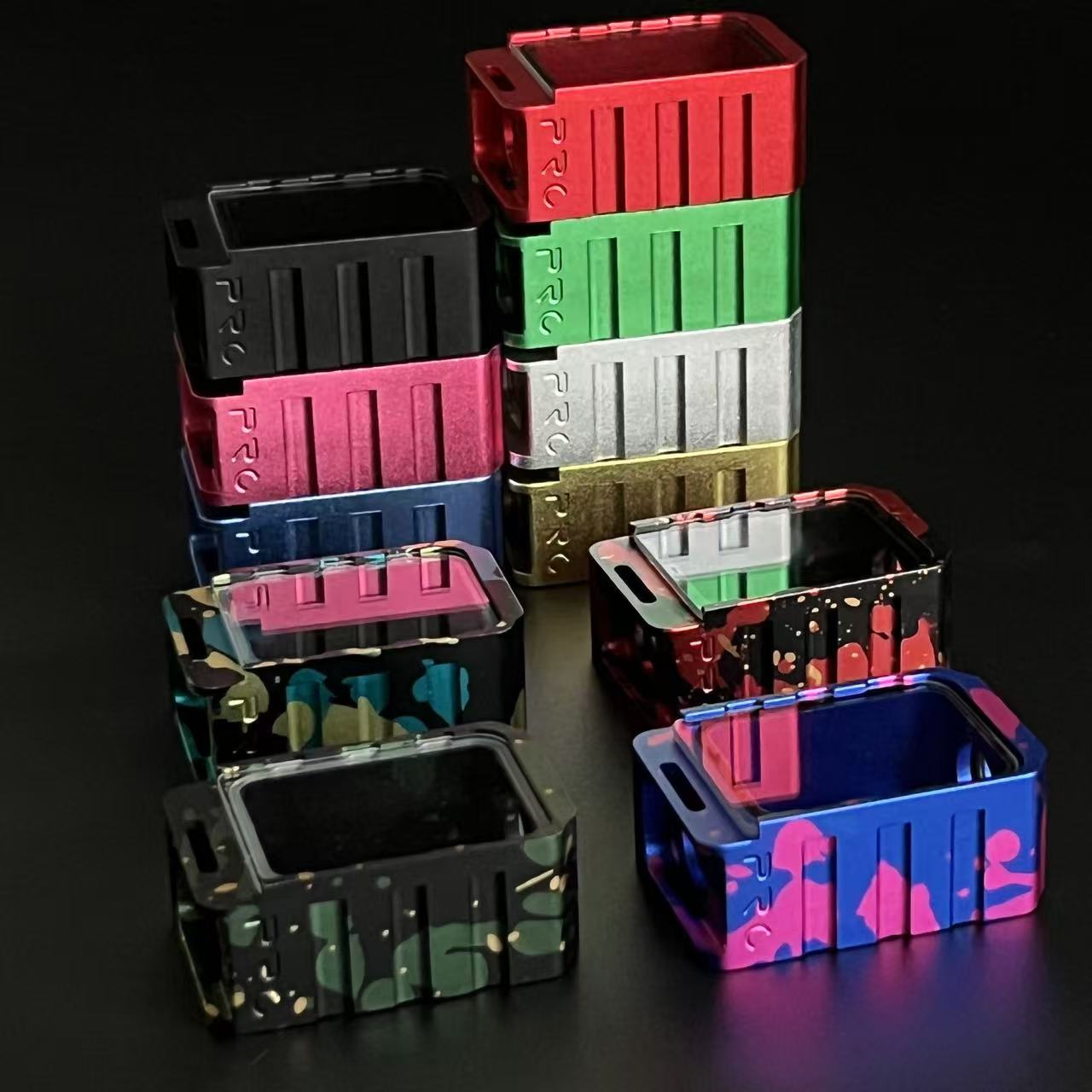 Neue Büro-BORO's kompatible bunte Aluminium-/Acryl-Ersatzbox mit Glasabdeckung, Dichtung, O-Ringe, Tanks, Zubehör, Padfolio