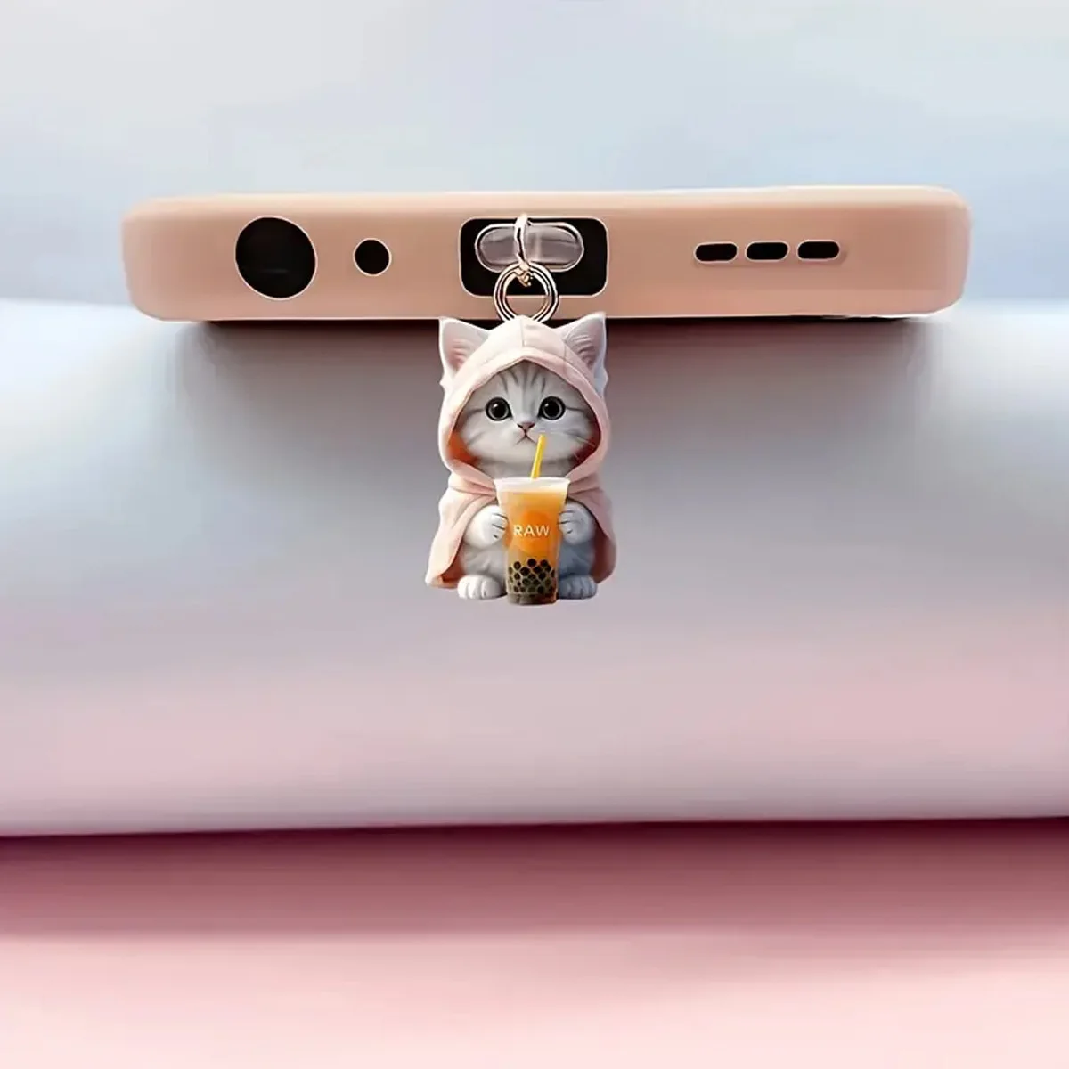 Fashion Mini Cartoon Cat Phone Dust Plug Pendant Suitable for IPhone for Samsung Type-C Interface Dust Plug Accessory Decoration