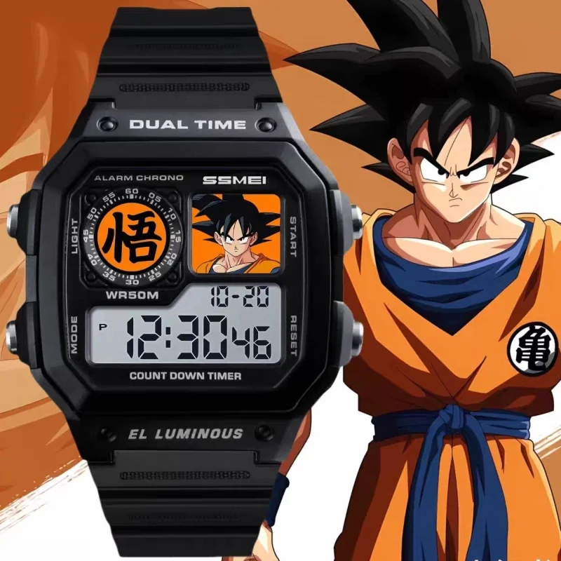 Dragon Ball Son Goku мужские спортивные часы аниме цифровые часы многофункциональные водонепроницаемые наручные часы силиконовые электронные часы подарок