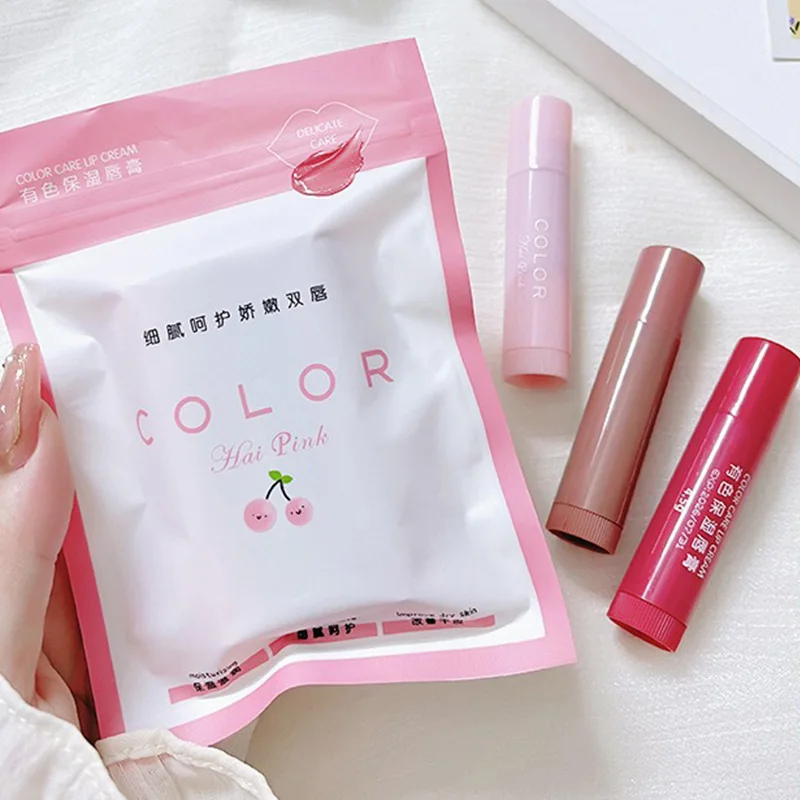 HAIPINK ชุด 3 ชิ้น Tinted Moisturizing Lip Balm - Hydrating, Fade Lip Lines, ป้องกันการแตกหัก