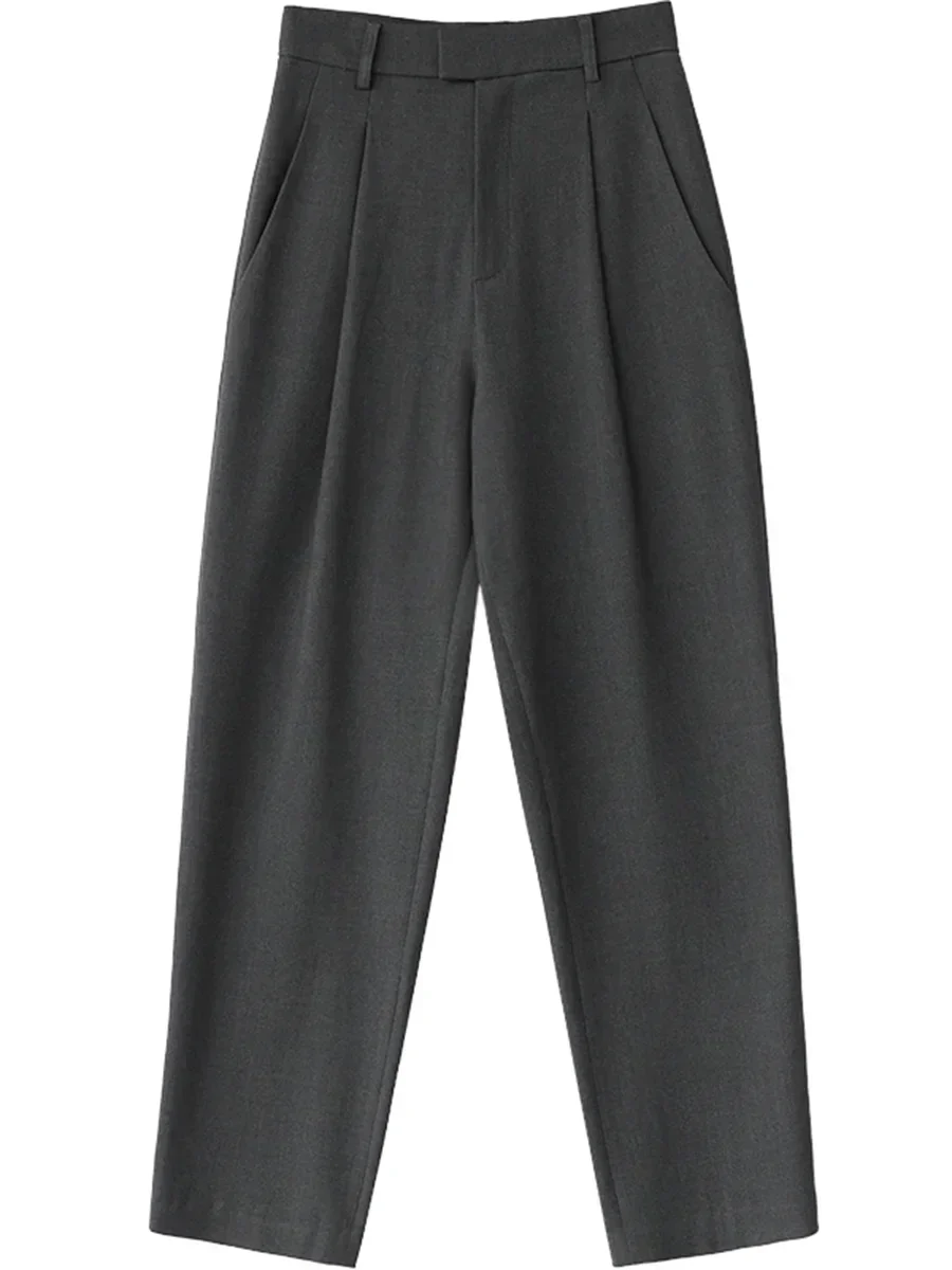 CHIC VEN-Calça Feminina Simples Terno de Sarja Casual, Calças Perna Larga, Calças de Chão Retas, Calças Femininas Do Escritório Das Senhoras