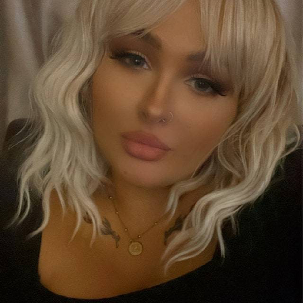 Ash Blonde Brown Balayage Highlights Streaks 14 Inch Bob Wig Wavy Lace Front Fringe Bangs Womens Wig Eye Catching Short