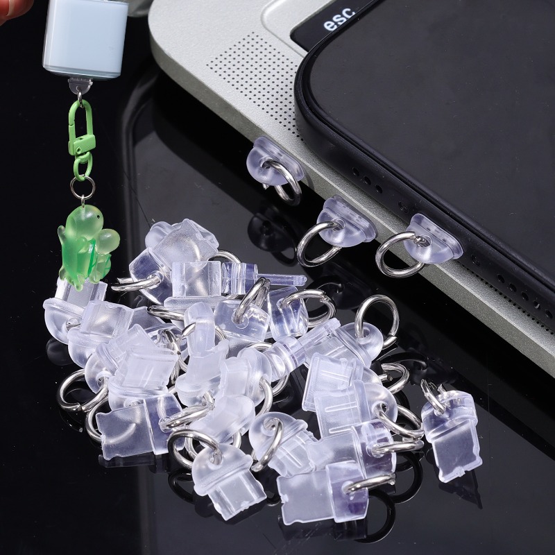 Charging Port Protector Anti-dust Plugs DIY Decoration Dust Plug for iOS Type C Micro Android Transparent Stopper Protective Cap