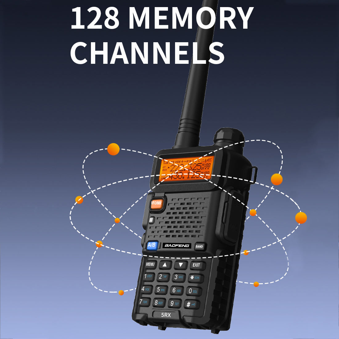 วิทยุสื่อสารมือถือ5RX Baofeng ใหม่5W หลายวง AM 1800mAh รับส่งสัญญาณวิทยุสมัครเล่น128ช่อง2024