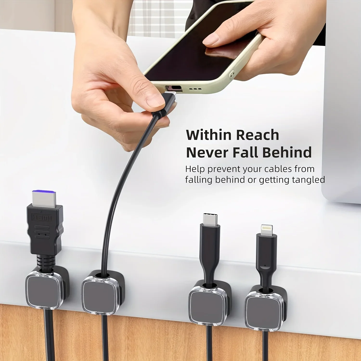 Vikefon 6 Stuks Magnetische Kabel Management Clips Multi-Colored Cord Organizer Desk & Muur Gemonteerde Haken Voor Telefoon Data & Oplader