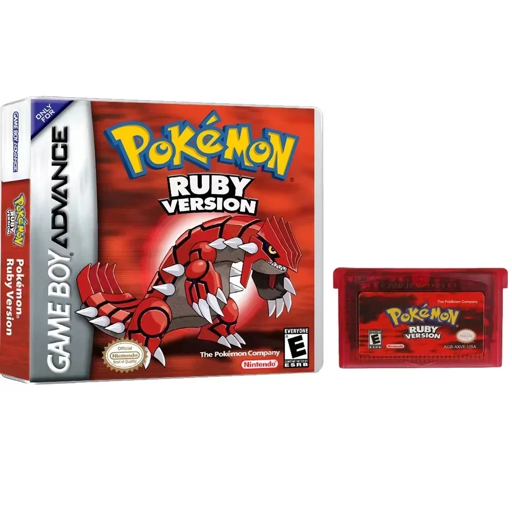 2024 Pokemon-serie Emerald FireRed Leafgreen Ruby Sapphire 5-versies GBA-spel in doos voor 32-bits videogamecartridge Geen handleiding