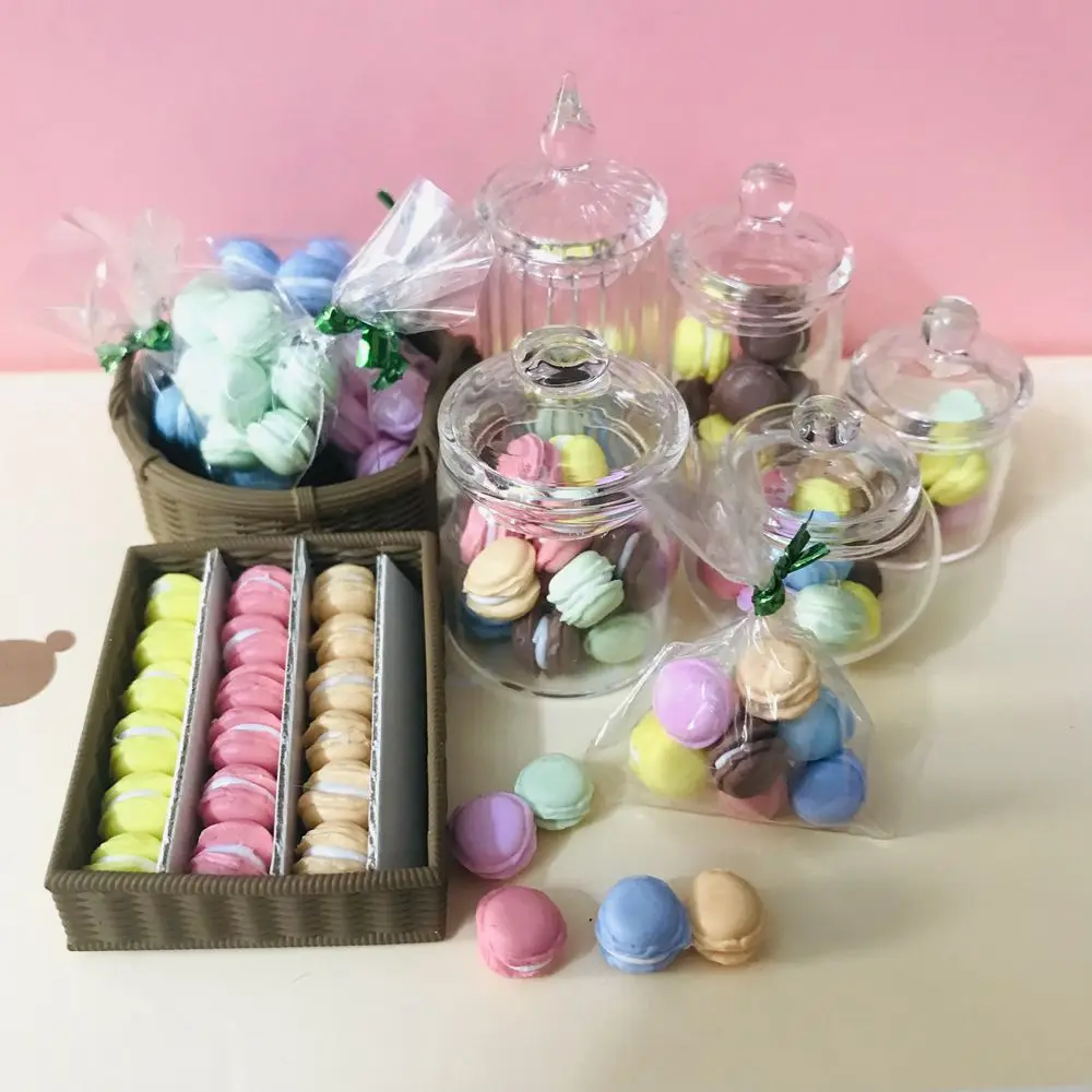Mới Kẹo Màu Macaron 1/12 Quy Mô Nhà Búp Bê Thu Nhỏ Macaron Món Tráng Miệng Bánh Cho Blyth Barbies OB11 1/6 BJD Nhà Búp Bê Chơi