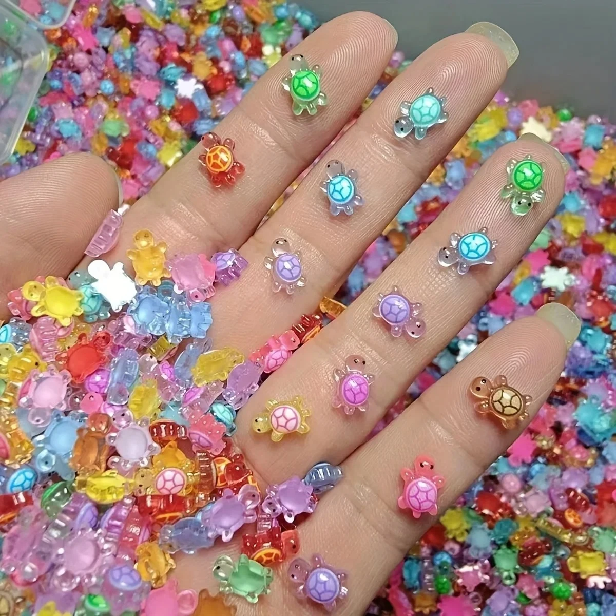 50/100 pezzi mini tartaruga luminosa otto colori perline decorative decorazione accessori fai da te accessori in resina decorazione fai da te fatta a mano