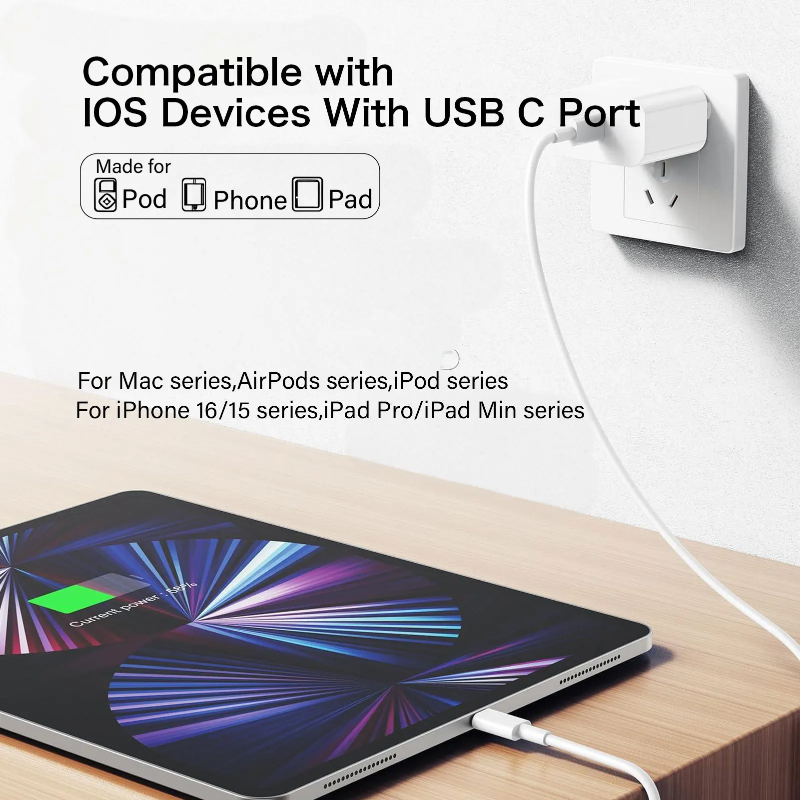 아이폰 16 15 Pro Max 아이패드용 정품 PD60W USB-C to USB C 고속 충전 케이블 (샤오미, 삼성, 구글, 아너 호환) C타입 케이블 1~2m
