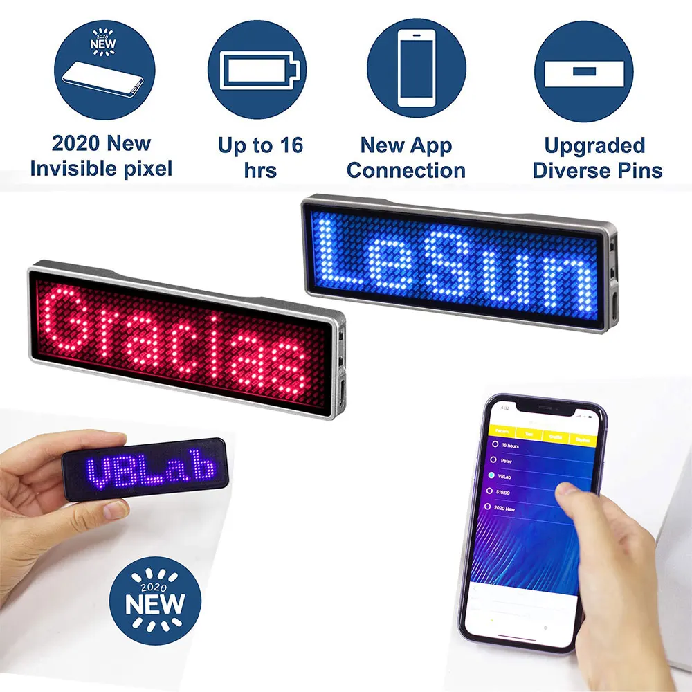Módulo LED Bluetooth, insignia de nombre, tablero de mensajes desplazable programable, Mini pantalla LED HD, Kit electrónico DIY
