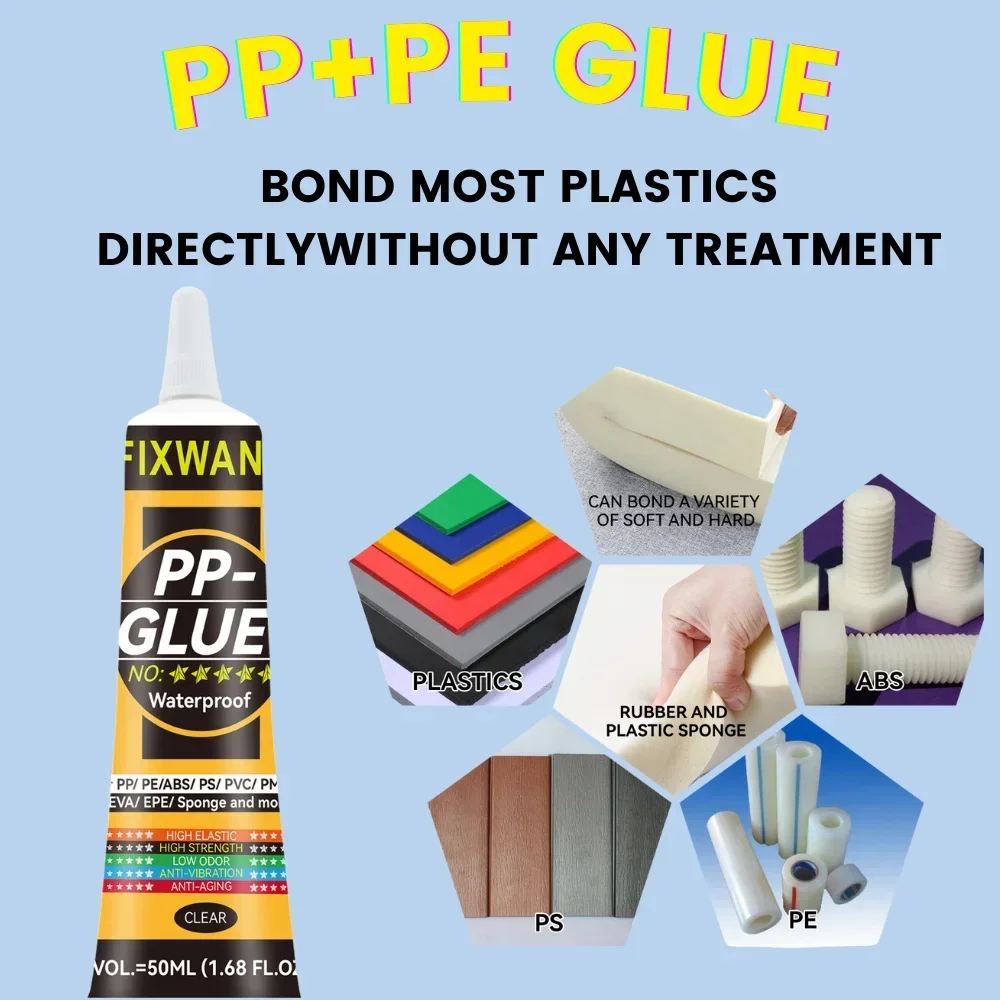 Pegamento especial de plástico PP polipropileno/poletileno PE PPT/policarbonato de PC/TPE/TPU/acrílico/ABS sin tratamiento 50ML
