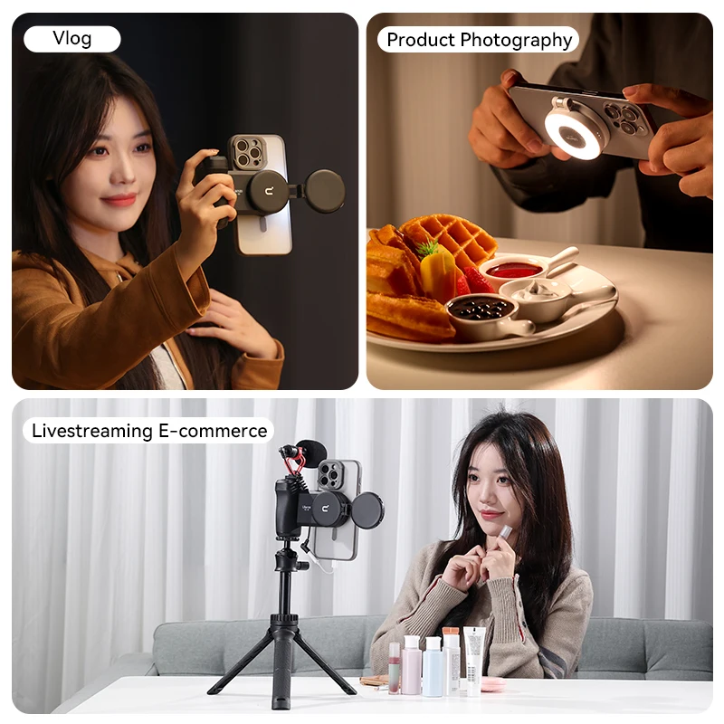 Ulanzi LM19 MagSafe Light Portable Selfie Light for iPhone 16 15 14 13 12 Pro Max Fill Light Phone Stand for Selfie Video Vlog