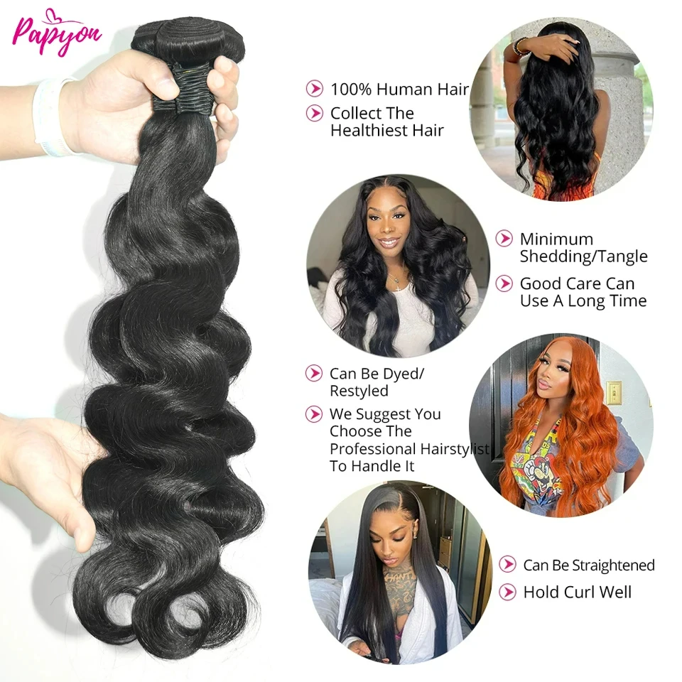 Pacotes de cabelo humano com fechamento 5x5 pacotes de onda do corpo brasileiro com fechamento 4x4 extensões tecer cabelo humano 3/4 pacotes remy