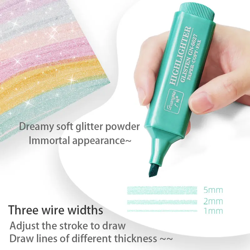 Haile 8 Stück/Set Metallic-Textmarker Morandi Goldpulver Glitzer-Textmarker für Notizen, Journaling, Graffiti-Stift, Schreibwaren