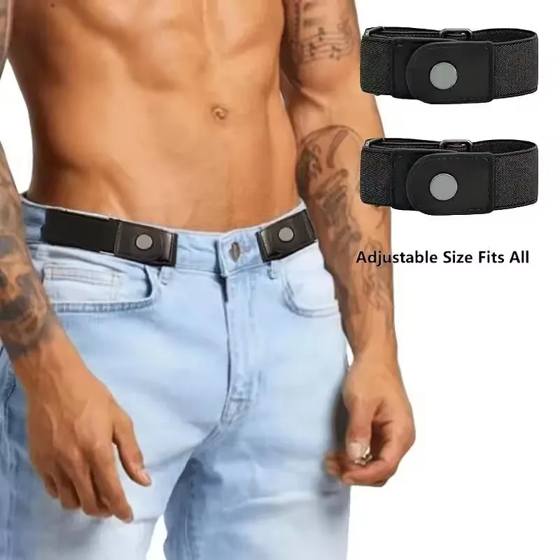 Eenvoudige modieuze dames geen gesp stretch elastische tailleriem heren geweven onzichtbare luie riem in lengte verstelbaar, voor jeans, jurk