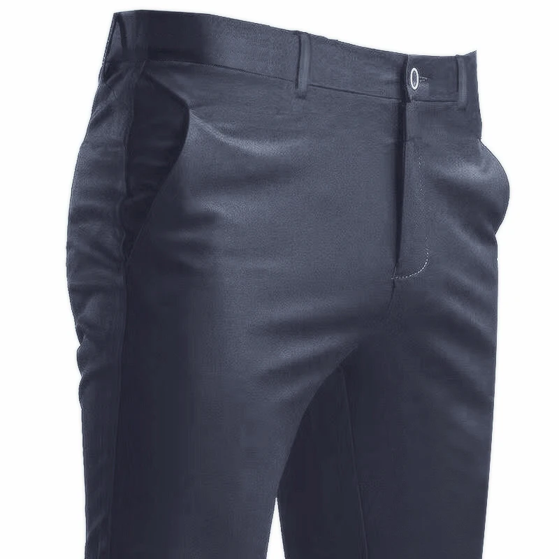 Herren-Anzughose, Stretch, intelligente Freizeithose, Tasche, einfarbig, gerade, tragbar, in voller Länge, für Zuhause, Arbeit, schwarze Anzughose