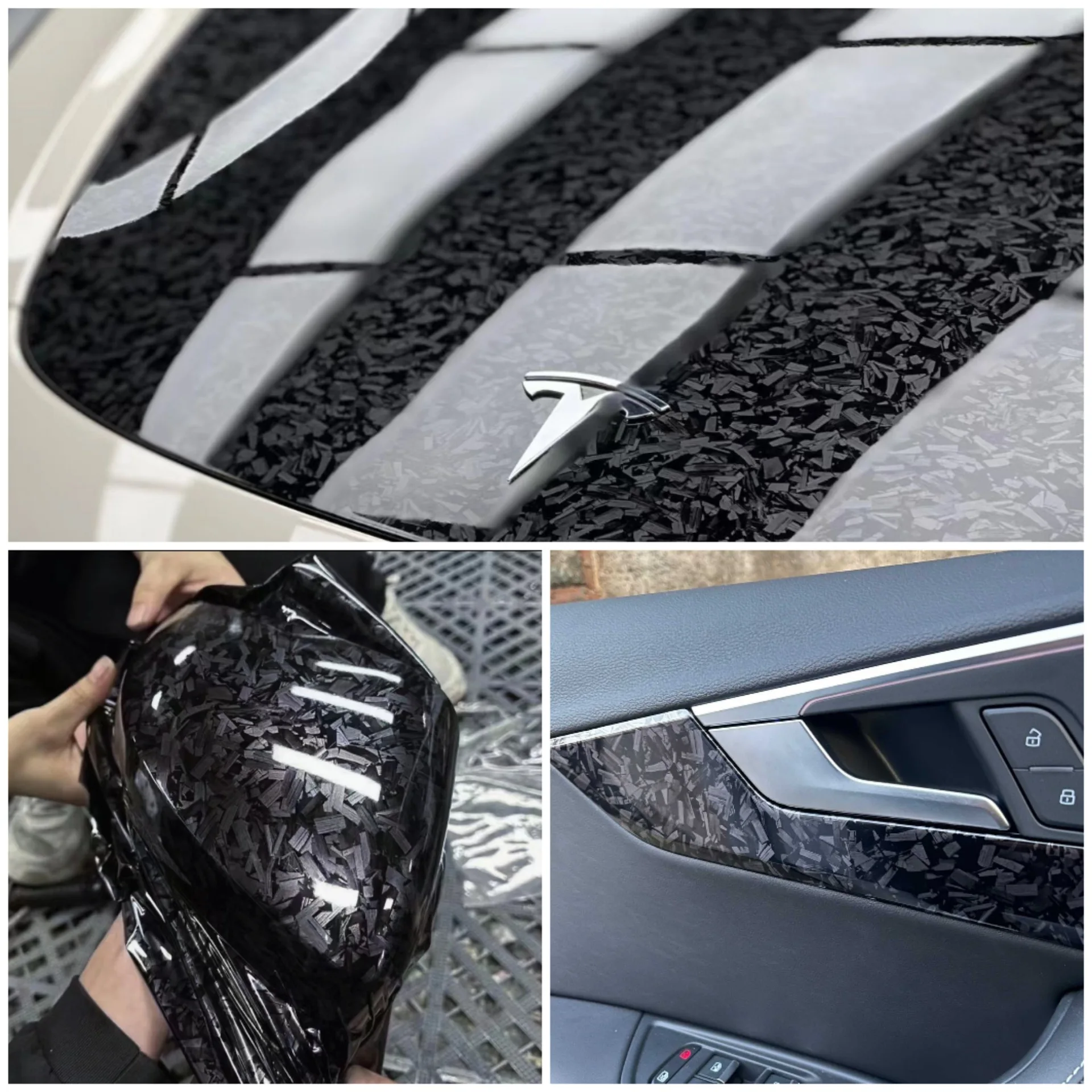 เคลือบเงาสีดําสัตว์เลี้ยงคาร์บอนไฟเบอร์ไวนิลห่อฟิล์ม DIY จัดแต่งทรงผมรถสติกเกอร์สําหรับรถจักรยานยนต์จักรยาน