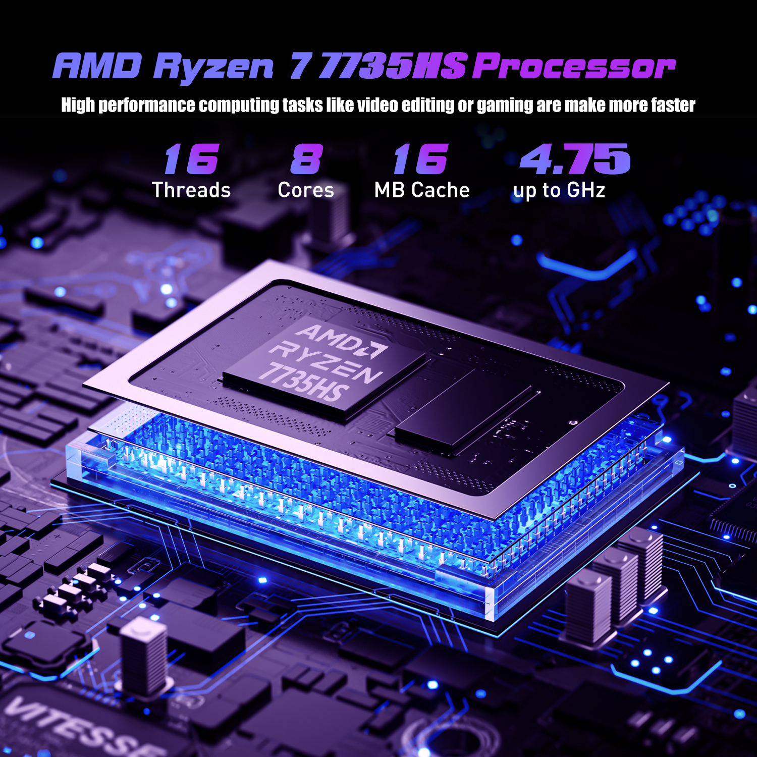 ACEMAGIC Laptop portátil para juegos FHD de 16 pulgadas AMD Ryzen 7 7735HS 16GB RAM 512GB SSD Windows 11 Pro Notebook retroiluminado KB Wifi6 BT5.2