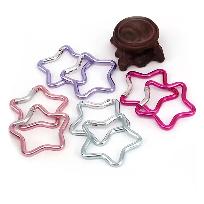 LLavero de hebilla de escalada de montaña de aleación de aluminio con forma de estrella Pentagonal, accesorios multifuncionales para hacer ganchos, 1 ud.