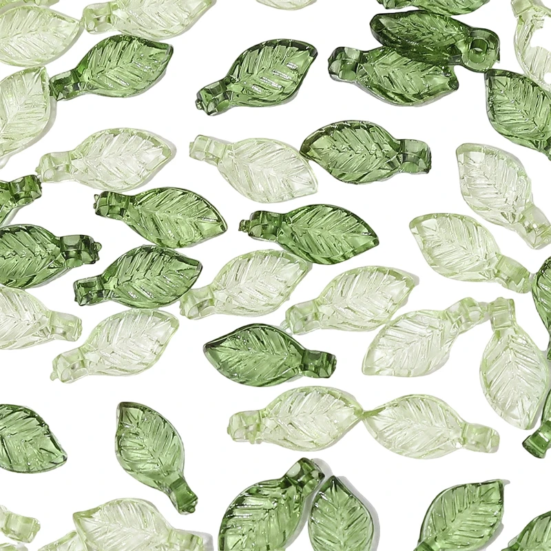 10/50Pcs อะคริลิค MINI Tree Leaf ลูกปัดที่ไม่ซ้ํากันลูกปัดทําด้วยมือ DIY เครื่องประดับต่างหูสร้อยคออุปกรณ์เสริมวัสดุ