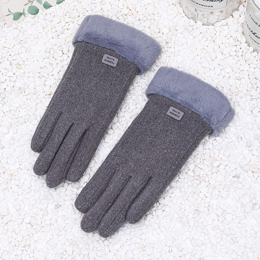 Guantes de felpa gruesos de invierno para mujer, Guantes de gamuza cálidos a la moda para exteriores, Guantes para conducir con pantalla táctil, manoplas deportivas para ciclismo